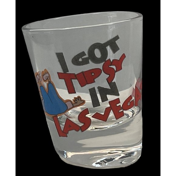 Tilted Shot Glass I Got Tipsy in Las Vegas Slanted Gambling Drunk Passed Out - Picture 7 of 7
